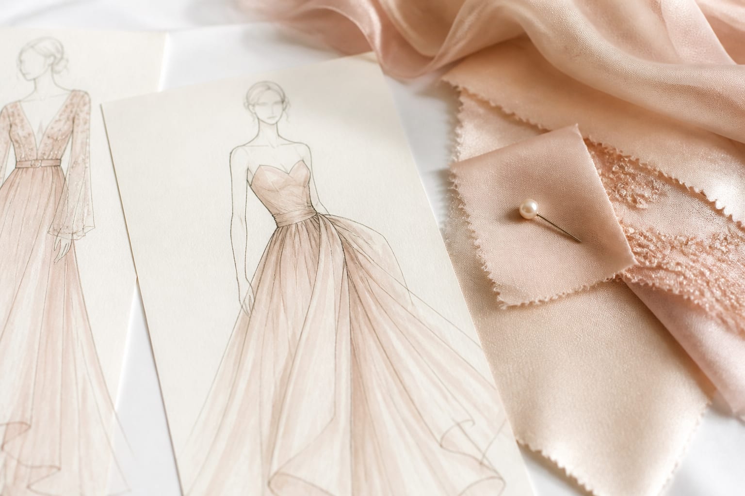 Personalized high-end clothing design with sketches and fabric